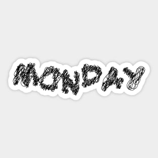 monday scribble art typography for worker Sticker